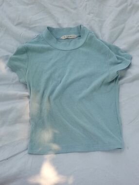 SHEIN Light Blue Ribbed Short Sleeve Top Youth Size 10